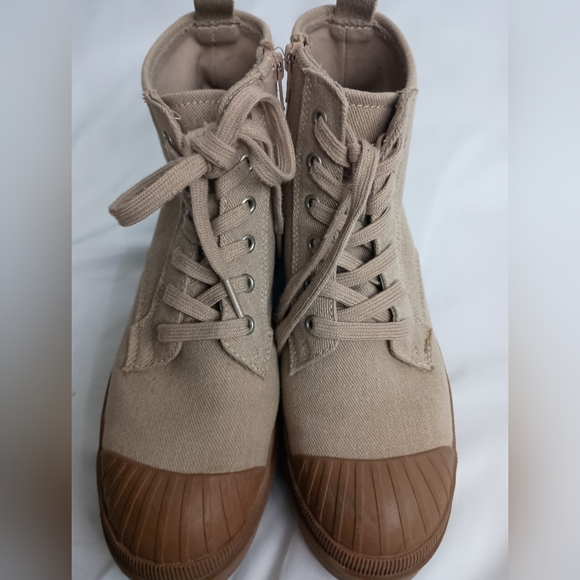 UNIVERSAL THREADS Tan Brown High-Top Chunky Canvas Combat Boots (#685) - Picture 5 of 7
